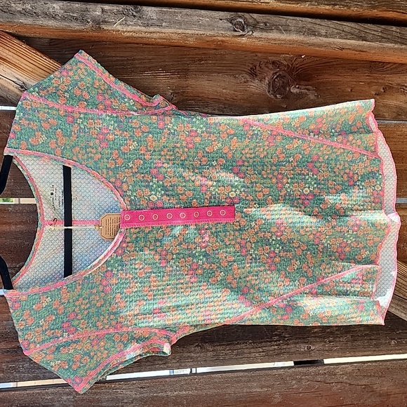 New Natural Life Floral Waffle Top, NWT, Sz Large - Picture 2 of 9